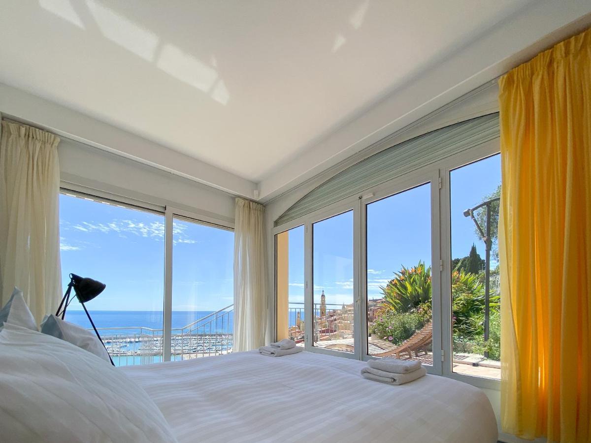 Villa L'Ensoleillee Vue Panoramique Mer, 250 M De La Plage Et Du Centre Ville マントン エクステリア 写真