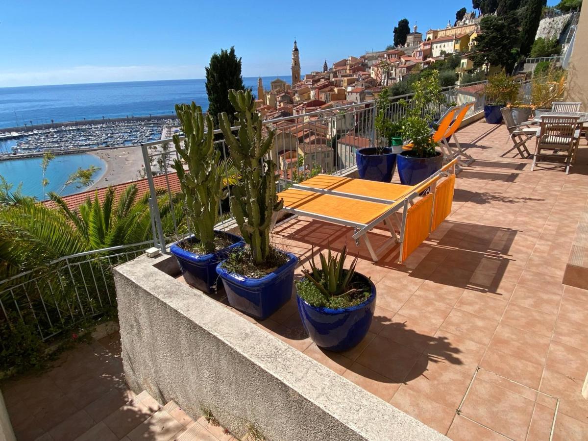 Villa L'Ensoleillee Vue Panoramique Mer, 250 M De La Plage Et Du Centre Ville マントン エクステリア 写真