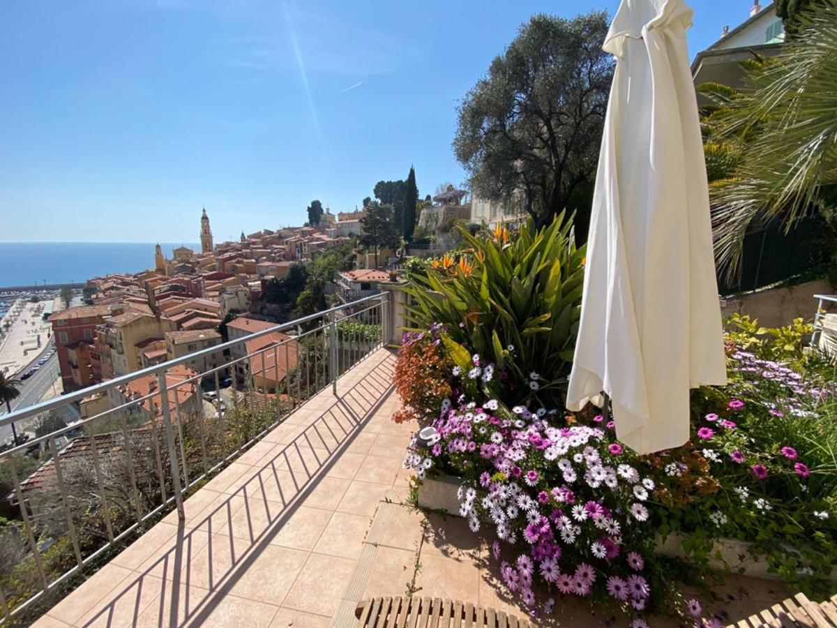 Villa L'Ensoleillee Vue Panoramique Mer, 250 M De La Plage Et Du Centre Ville マントン エクステリア 写真