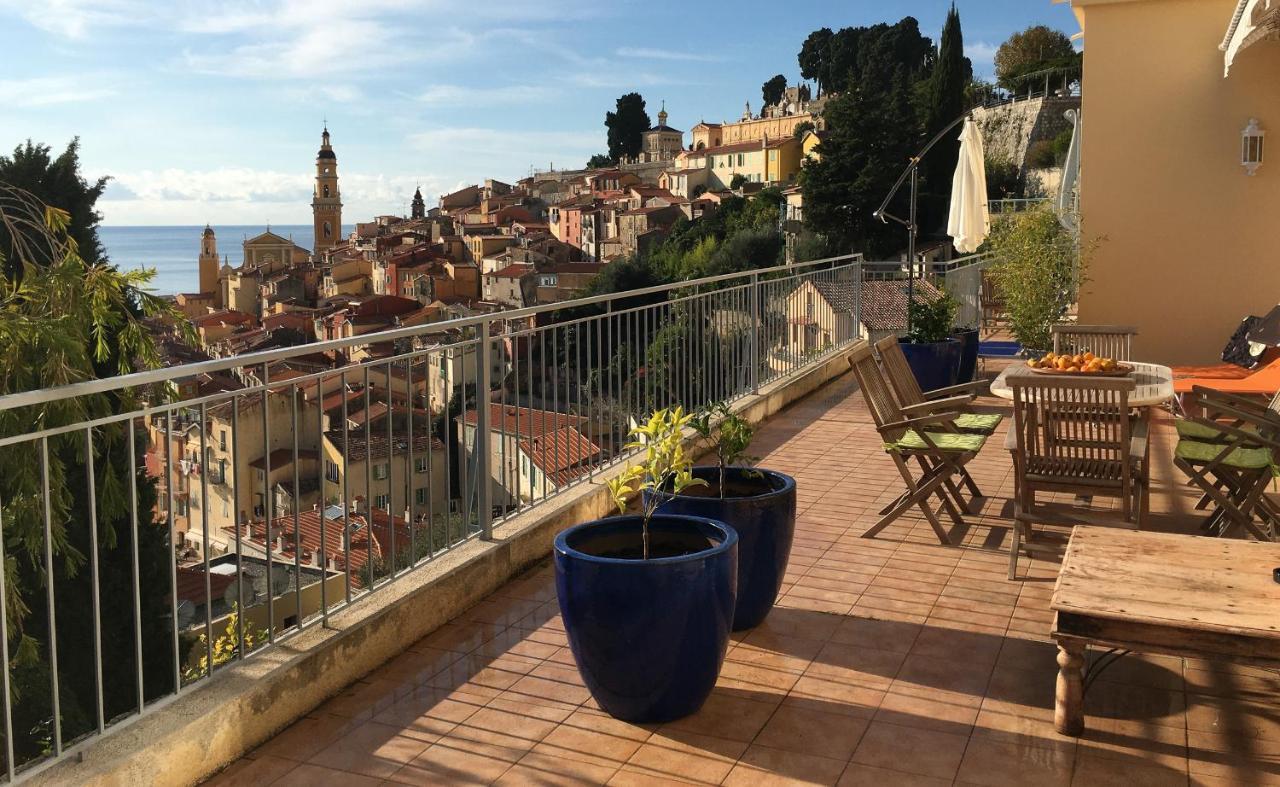Villa L'Ensoleillee Vue Panoramique Mer, 250 M De La Plage Et Du Centre Ville マントン エクステリア 写真