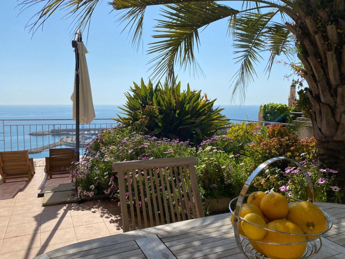 Villa L'Ensoleillee Vue Panoramique Mer, 250 M De La Plage Et Du Centre Ville マントン エクステリア 写真